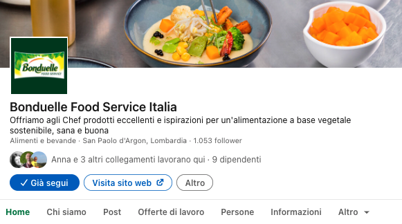 pagina linkedin bonduelle food service italia